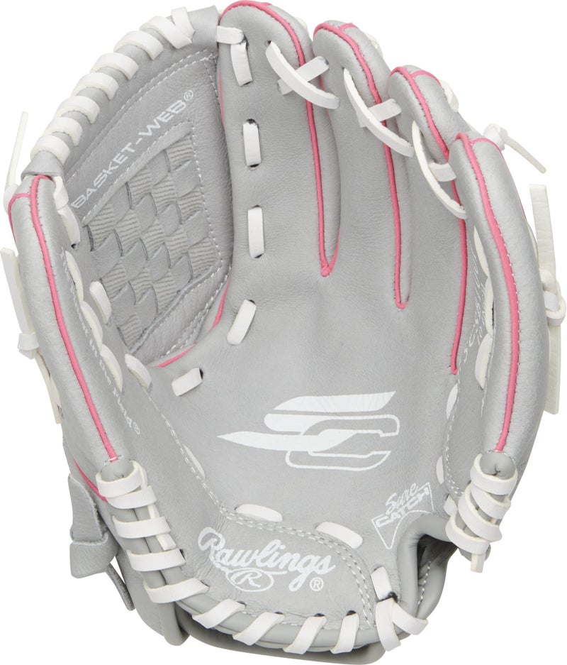 Rawlings | Sure Catch Series Fastpitch Softball Glove | Pink/Grey/White | RHT | 10' - Image 3